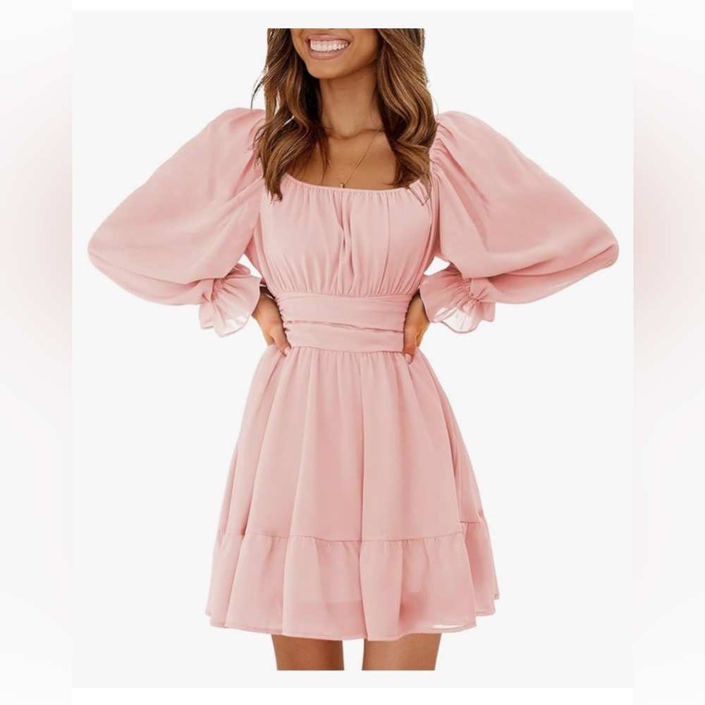 Pink dress - flowy sleeves with a tie in the back